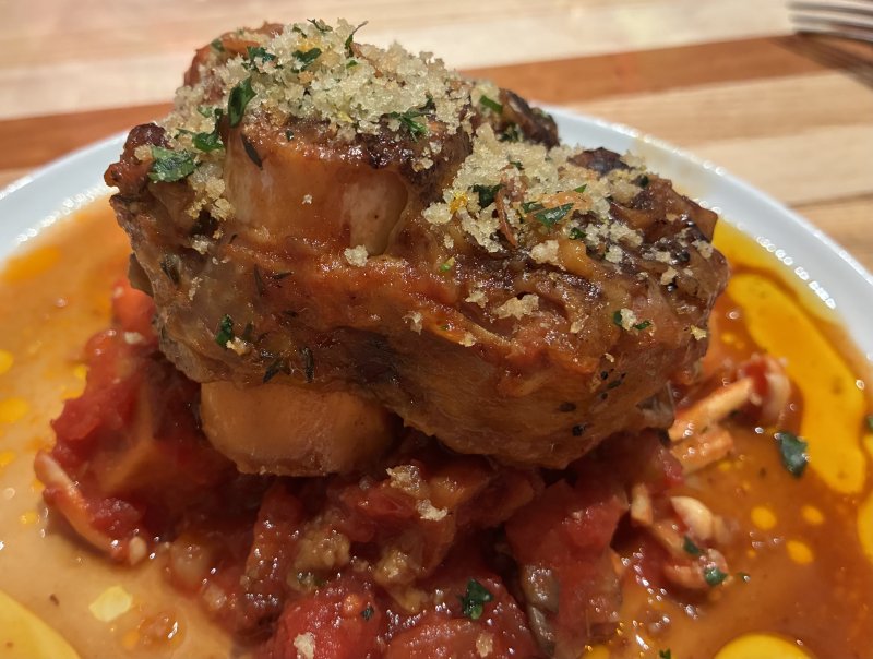 The rich, complex flavors of osso buco provided a hearty main course complemented by a bright IPA called Trail Marker.